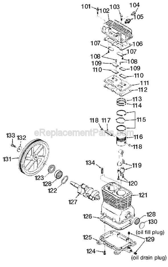 Page B Diagram and Parts List for CPL6025  Porter Cable Compressor
